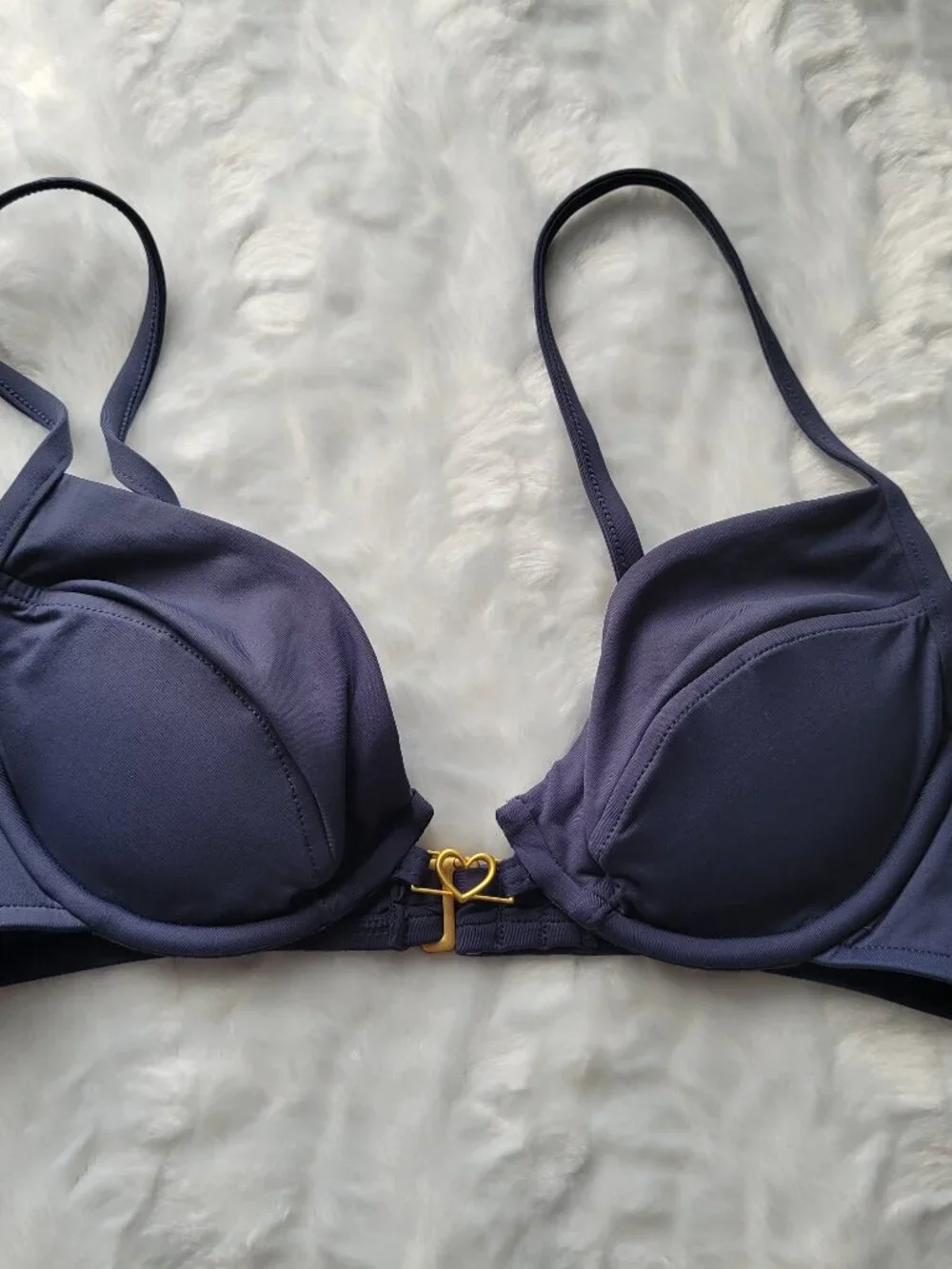 L*Space Bikini Top Women's Small Swim Navy Blue Stardust Underwire Swimwear NWT
